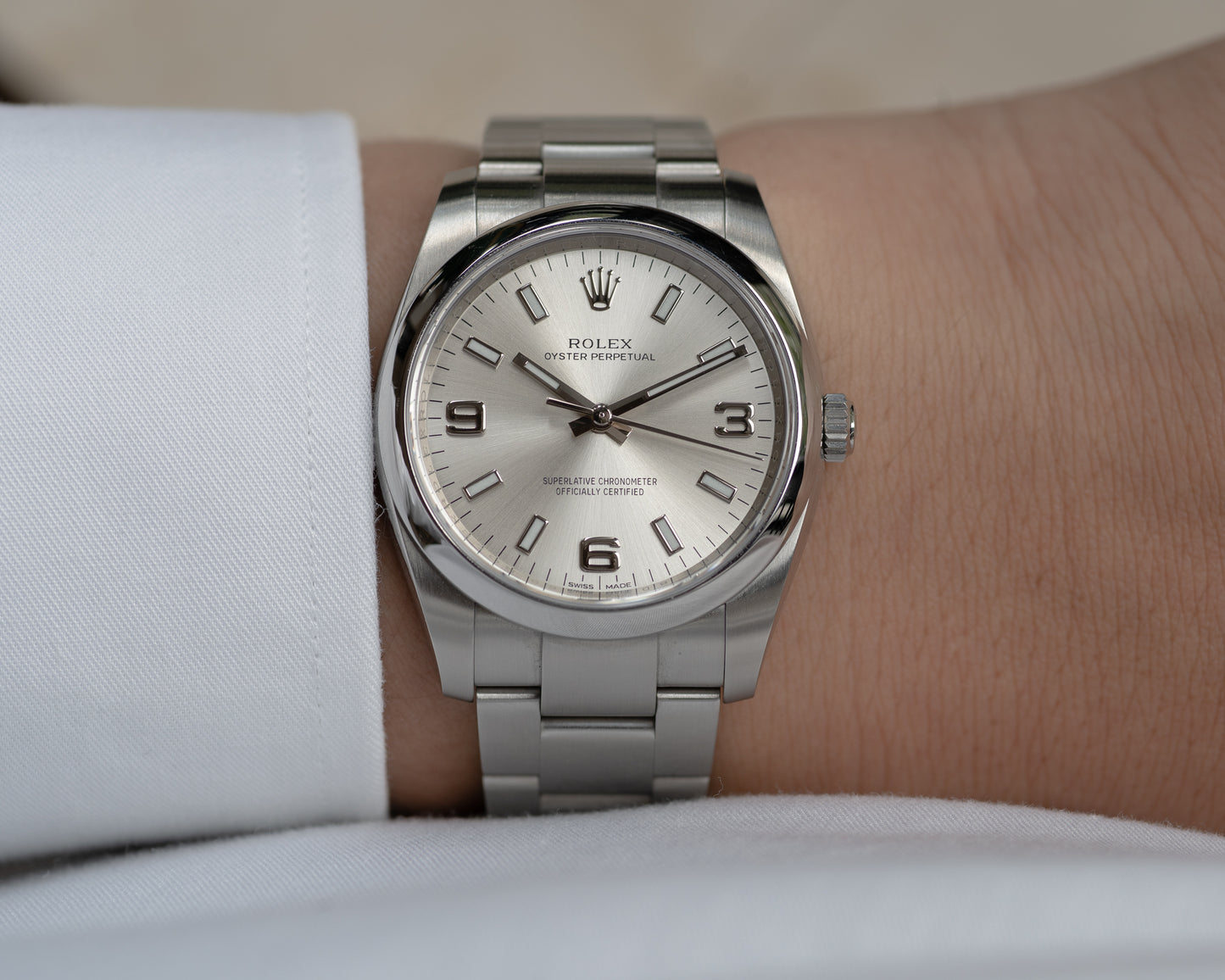 Rolex Oyster Perpetual "Air-King" Silver 369 Dial 114200 full set from 2019