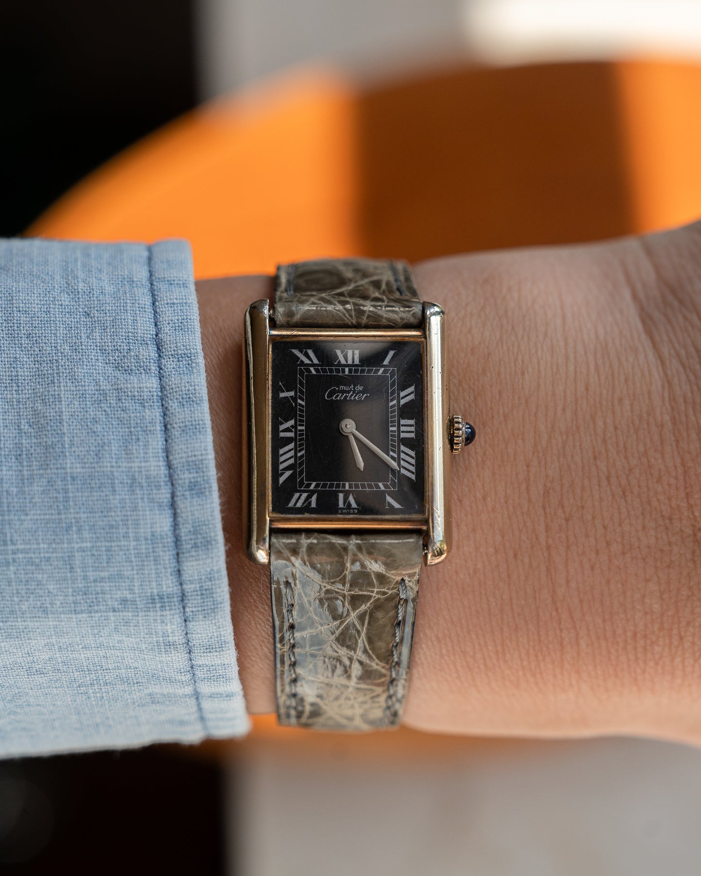 Cartier Must Tank Black Dial LM - manual wind movement