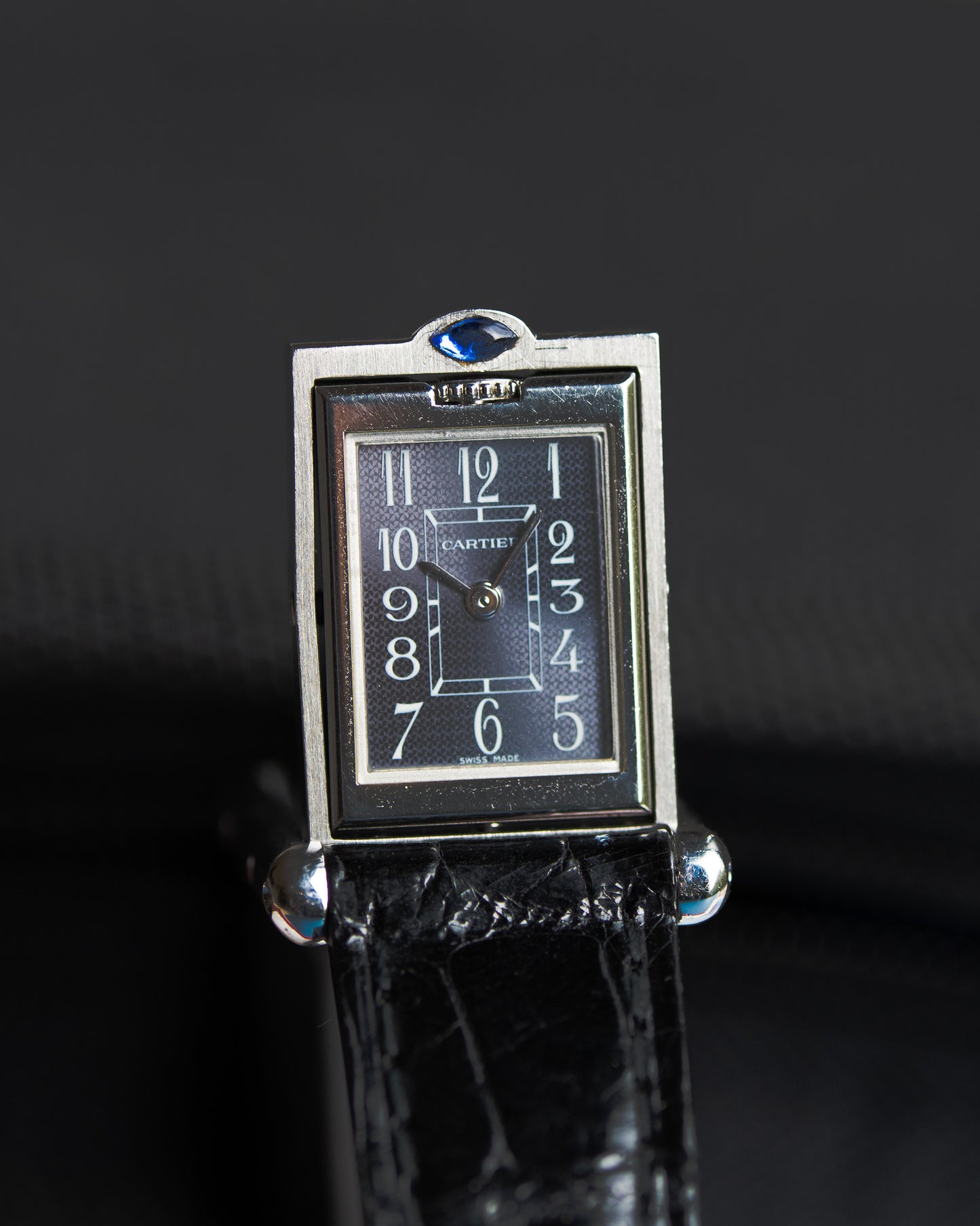 Cartier Tank Basculante black dial, arabic numeral quartz