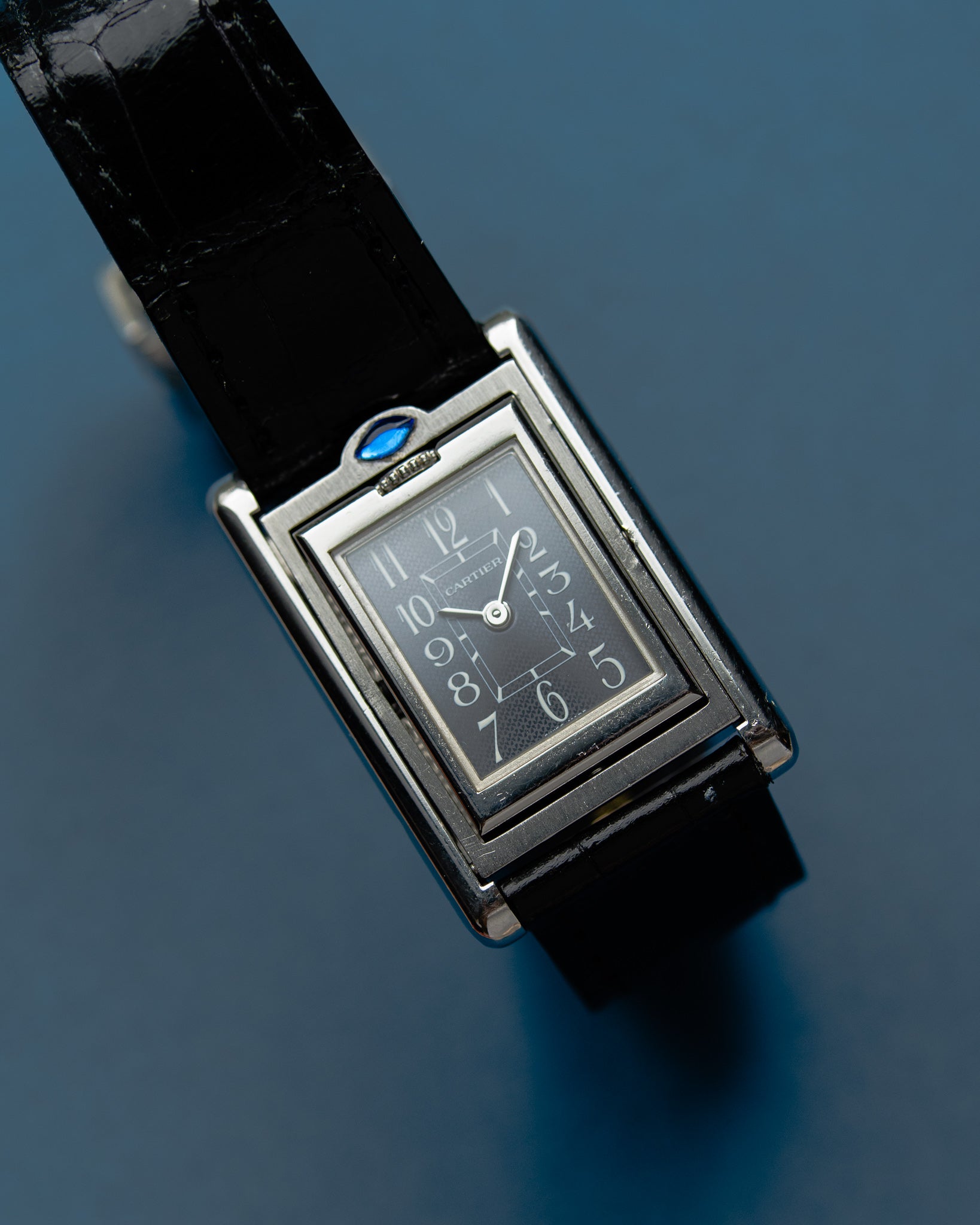 Cartier Tank Basculante black dial, arabic numeral quartz