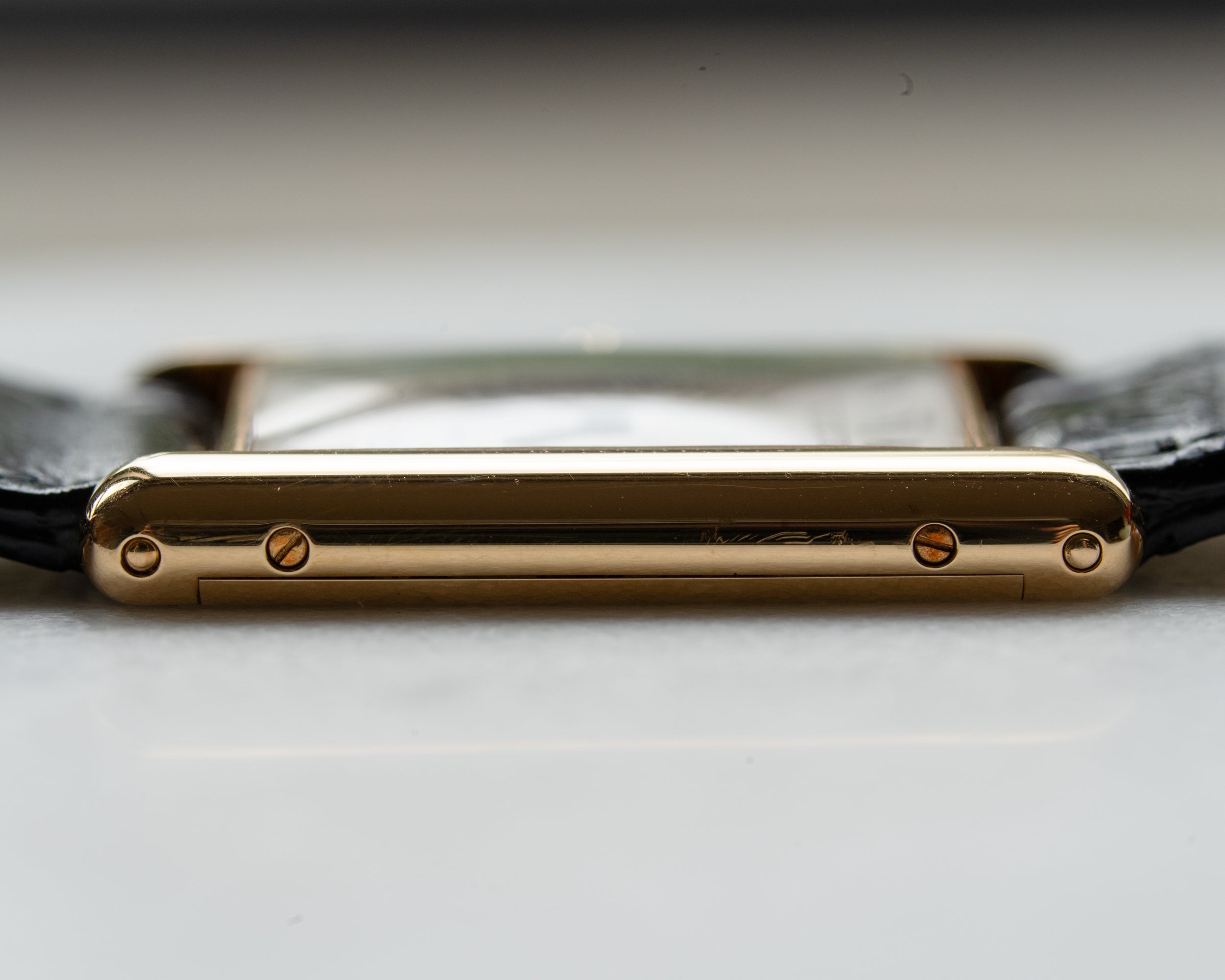 Cartier Tank Louis "extra flat" in YG guilloche dial, 1990's, Frederique Piguet Cal. 21