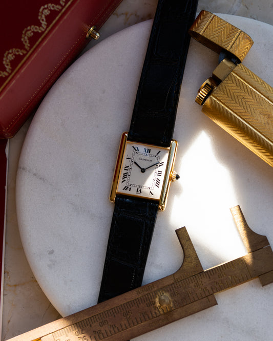 Cartier Tank Louis Extra Flat in YG with tear drop Gold bracelet