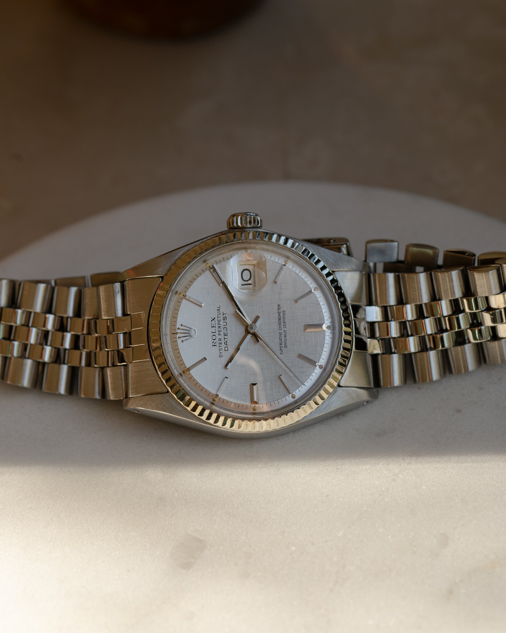 Rolex Datejust Silver Linen dial ref 1601 from 1970's