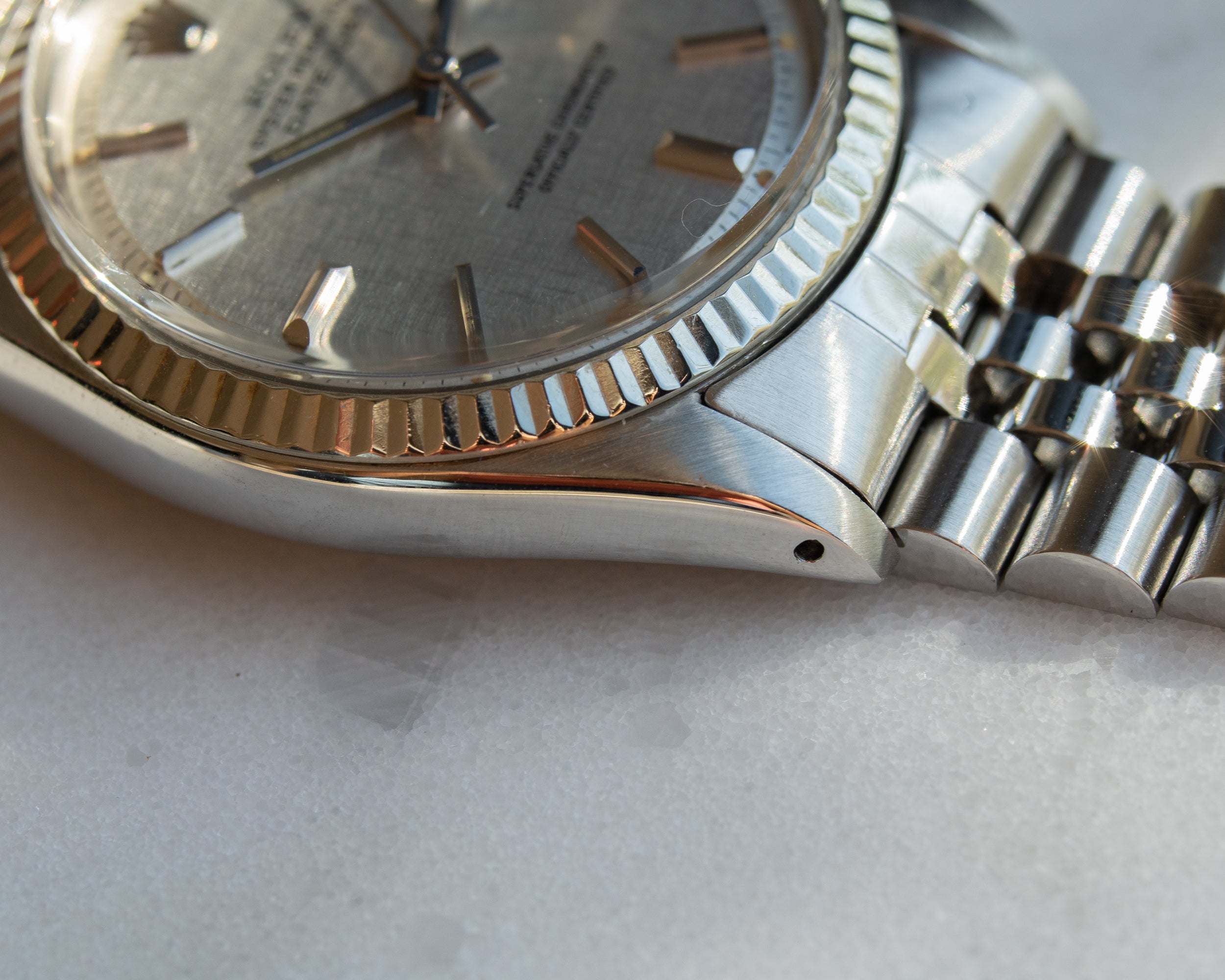 Rolex Datejust Silver Linen dial ref 1601 from 1970's