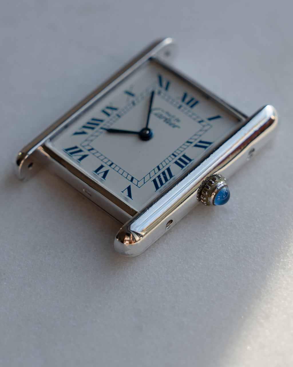 Cartier Must Tank - blue Roman numeral dial, LM (large) size, full set