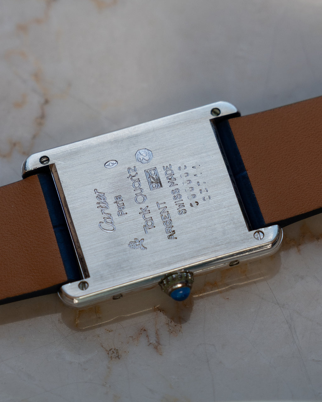 Cartier Must Tank - blue Roman numeral dial, LM (large) size, full set