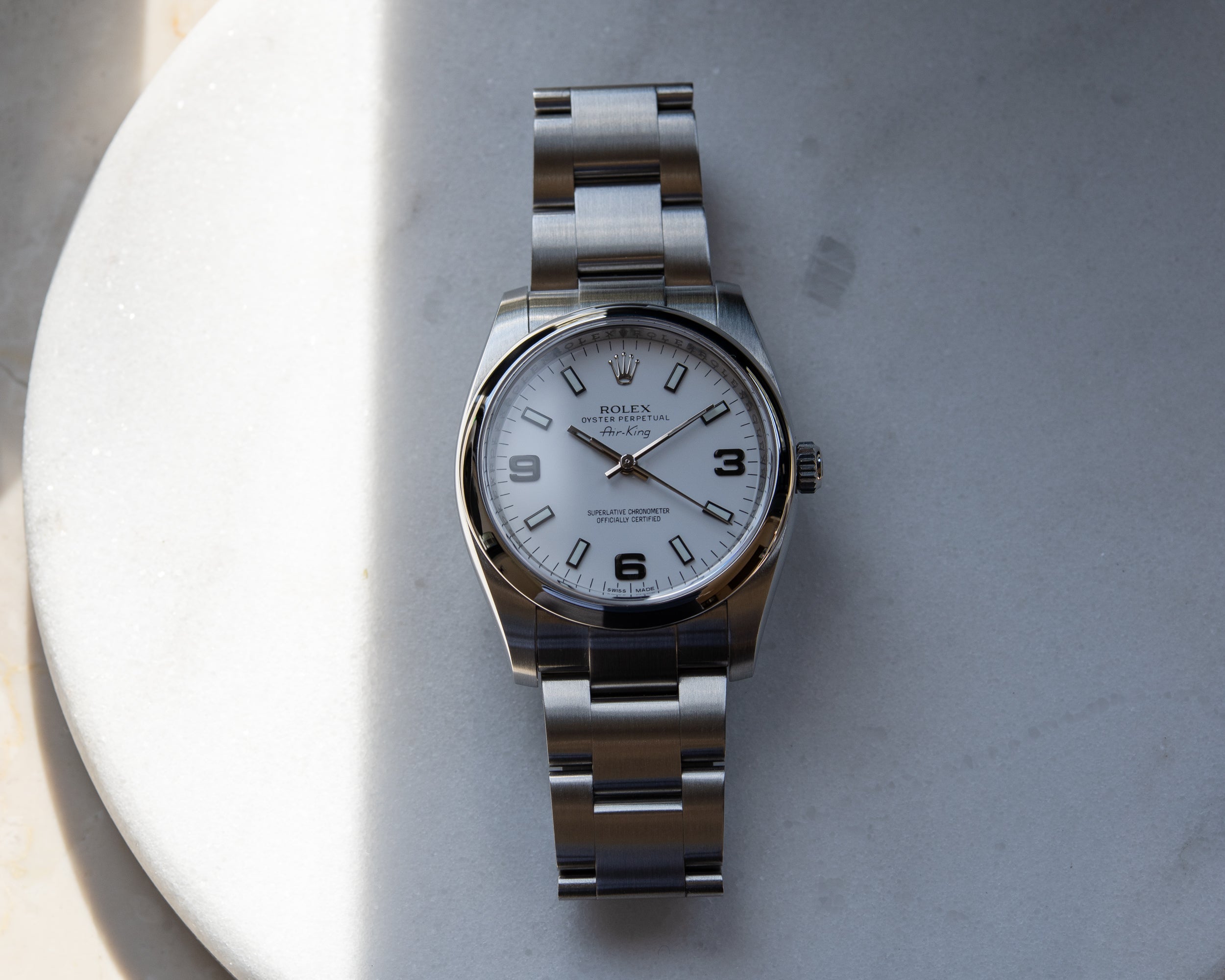 Rolex Air King White Dial 114200 from 2012 Special Dial