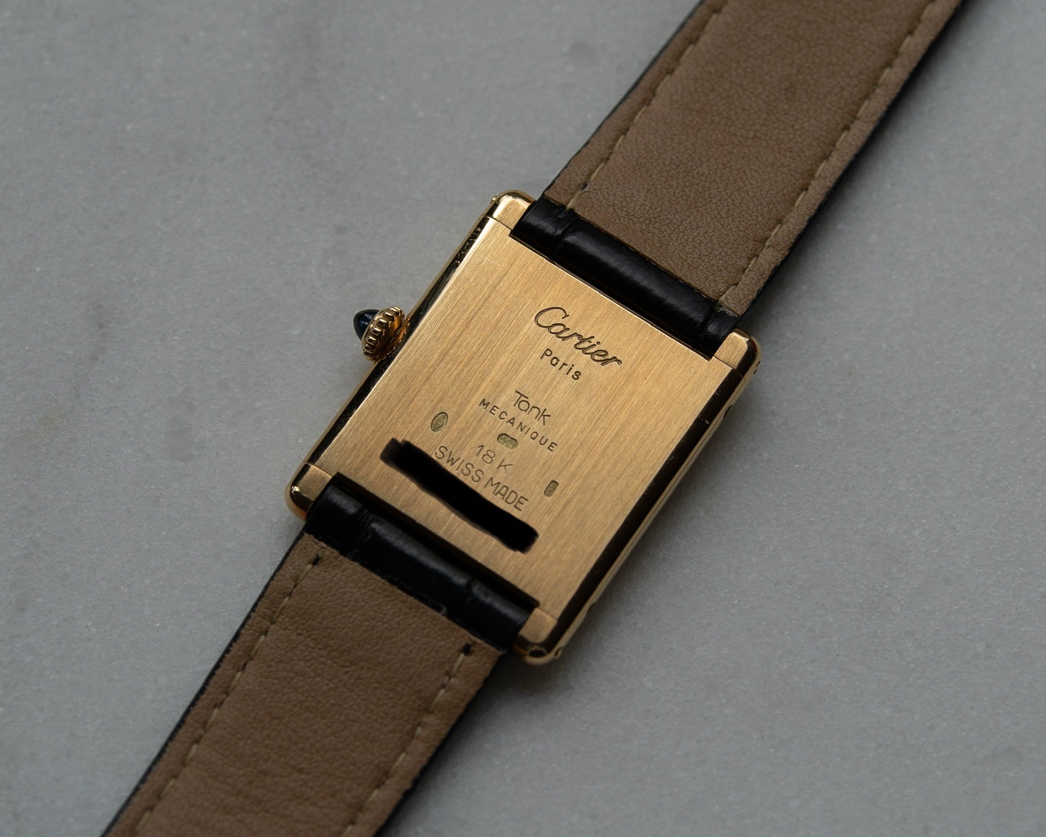 Cartier Tank Louis "extra flat" in YG guilloche dial, 1990's, Frederique Piguet Cal. 21