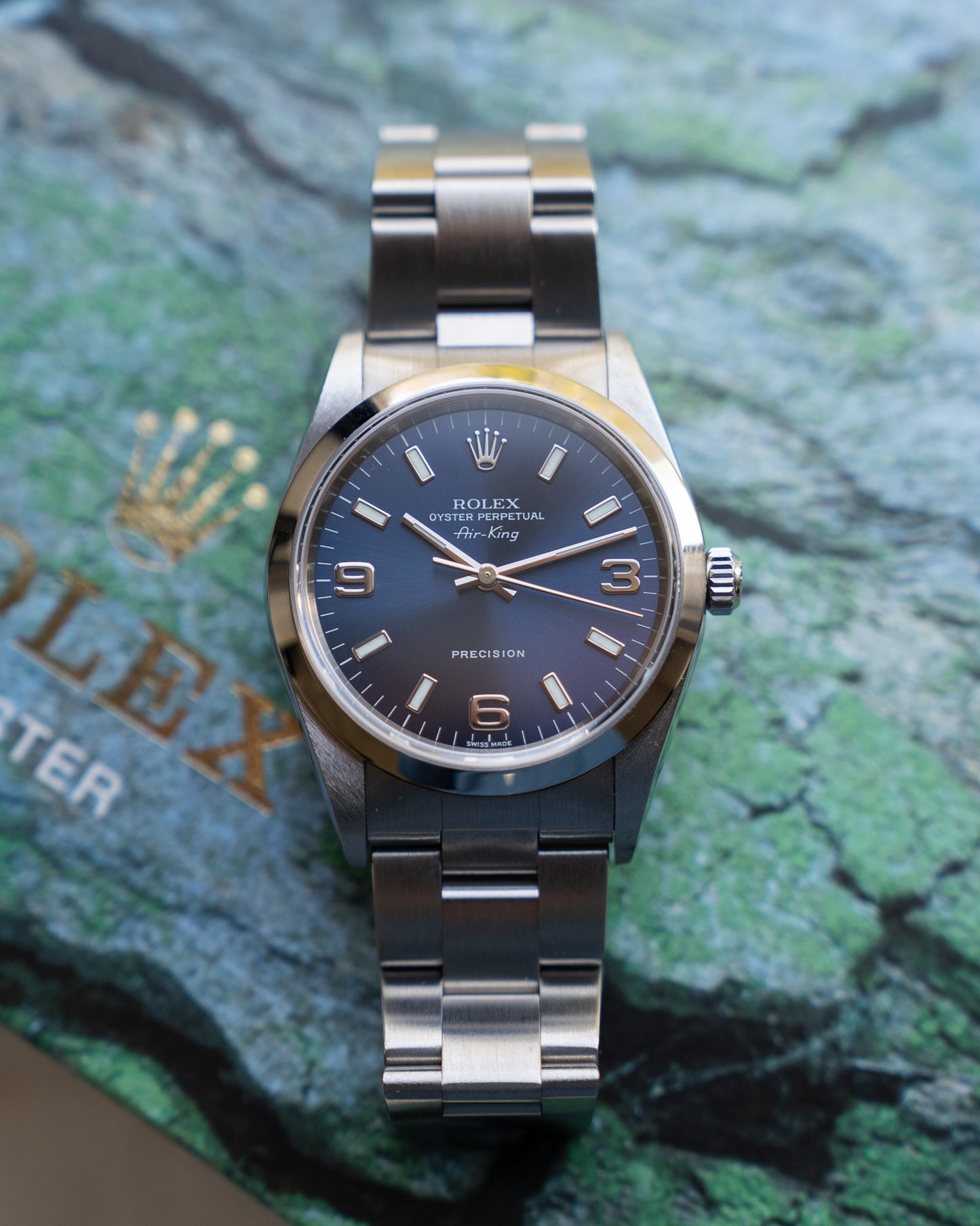 Rolex Air King 14000M Blue Dial from October 2001, full set