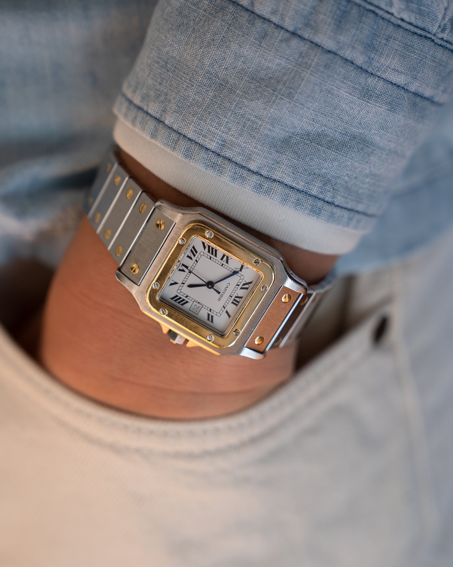 Santos Galbee LM - steel & gold - automatic movement - box&papers