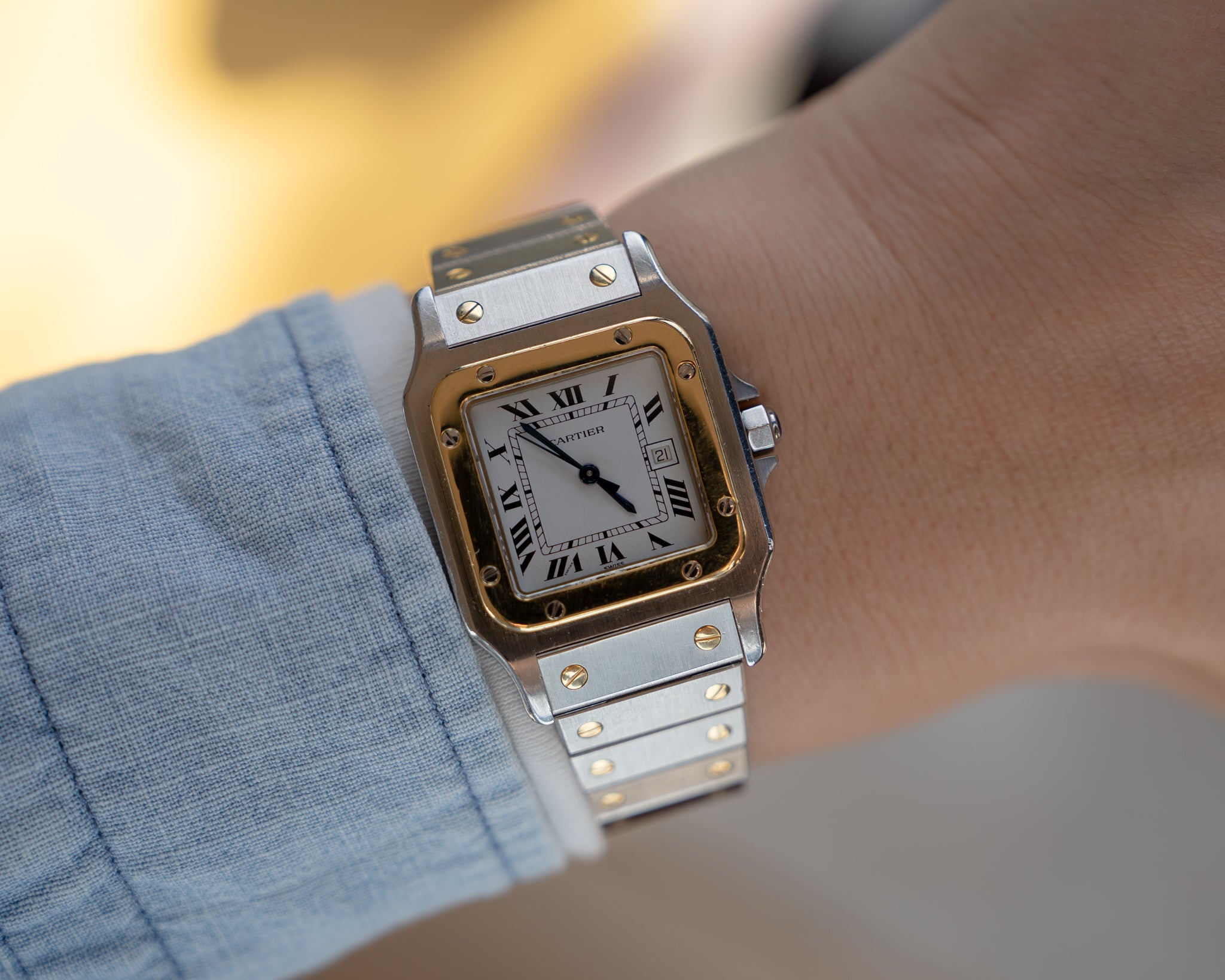 Cartier santos clearance galbee on wrist