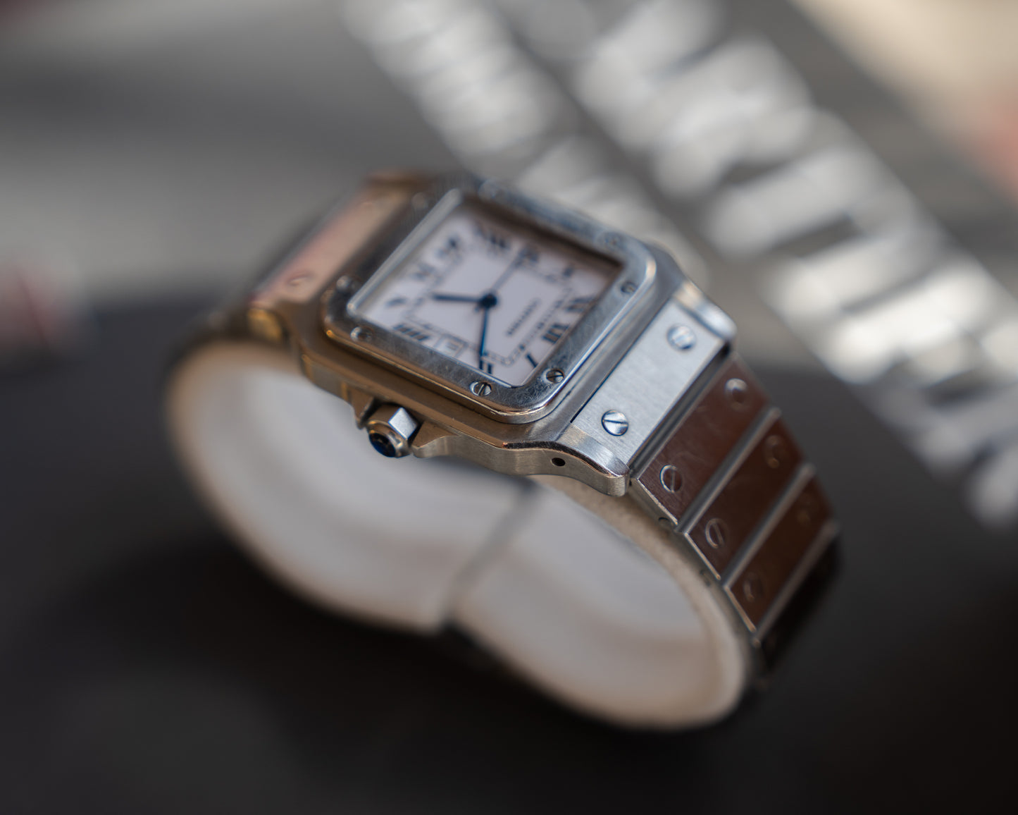 Santos de Cartier LM ref 2960 in steel, box & papers