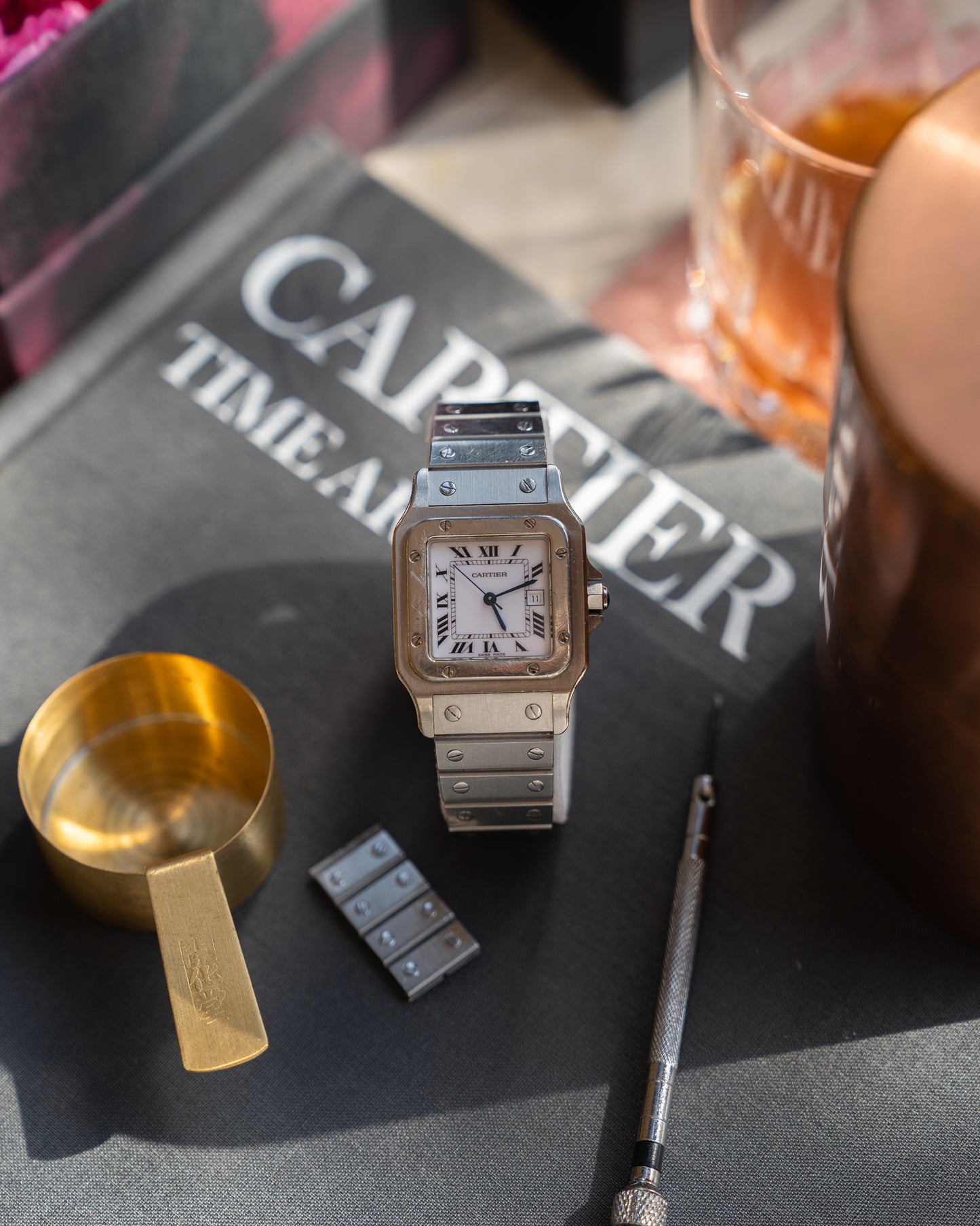 Santos de Cartier LM ref 2960 in steel, box & papers