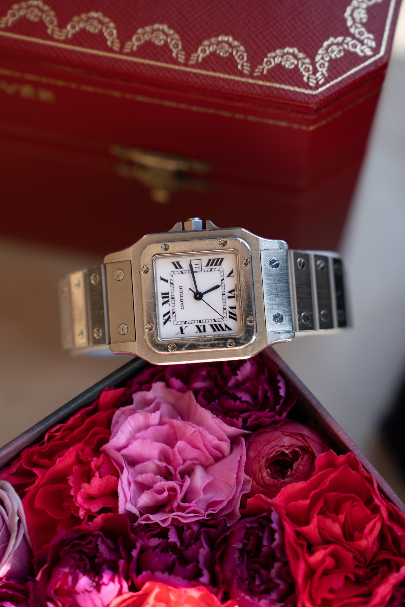 Santos de Cartier LM ref 2960 in steel, box & papers