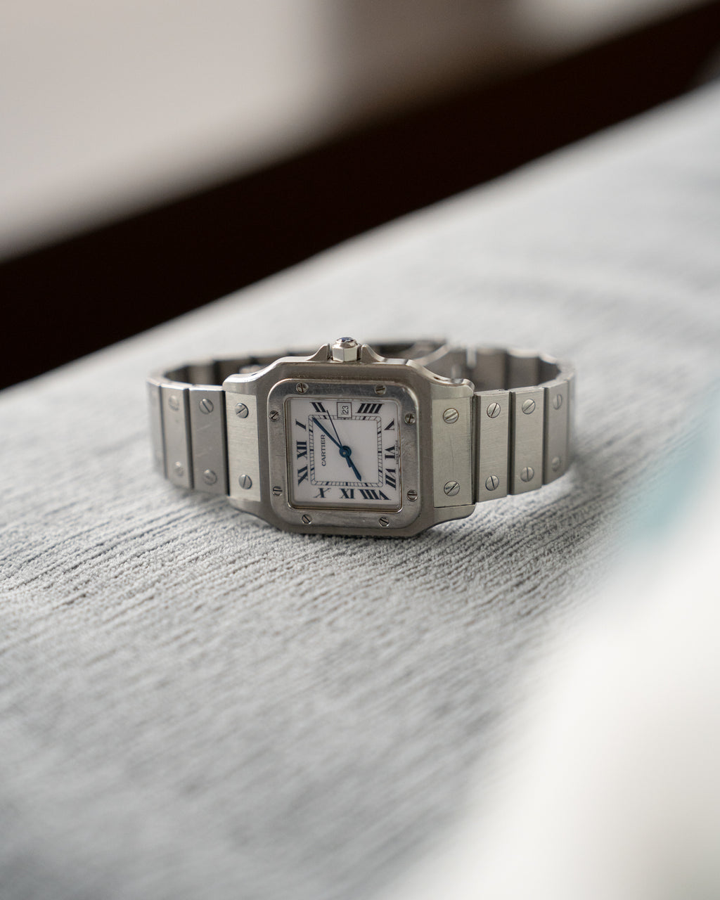 Santos de Cartier LM ref 2960 in steel, box & papers