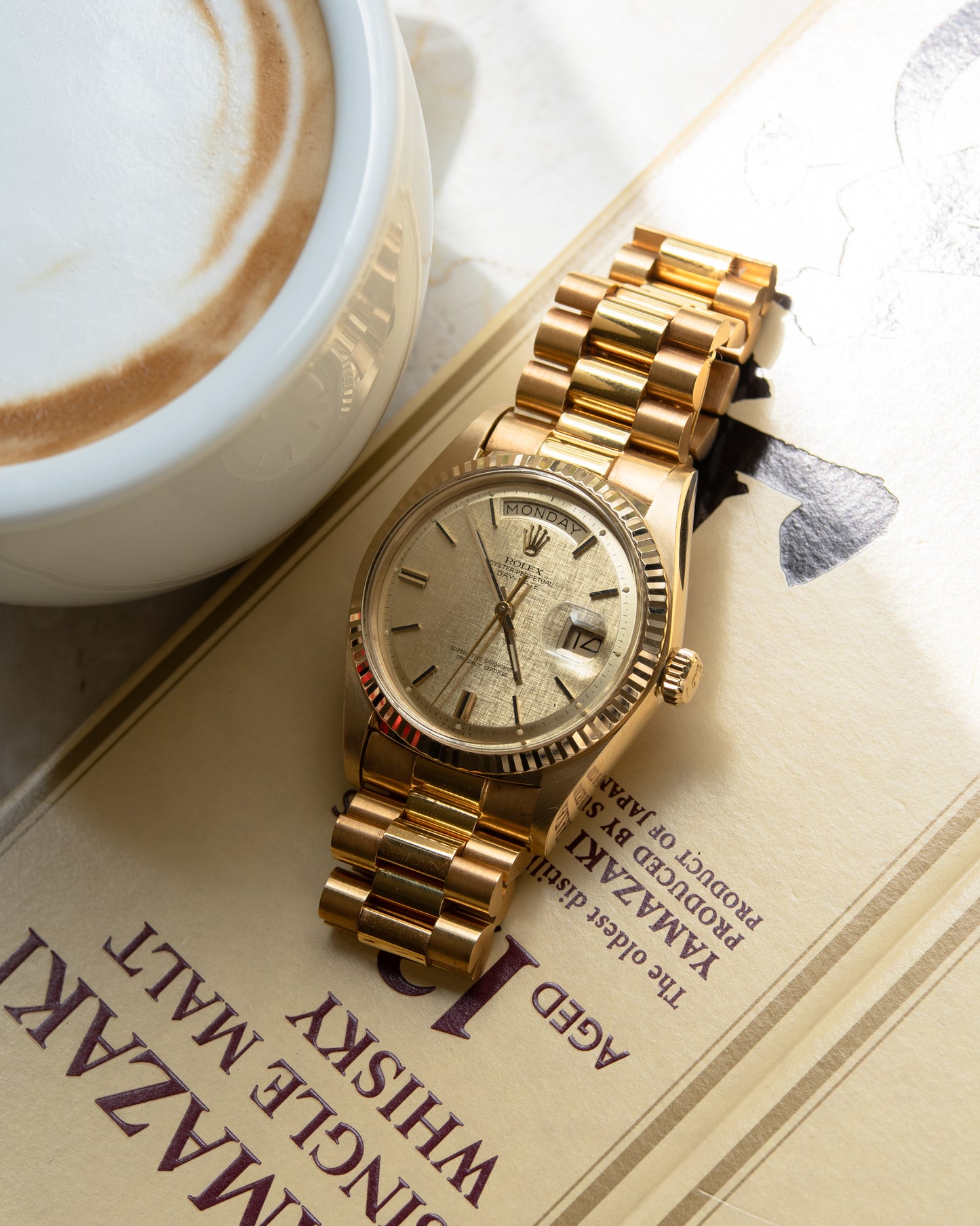 Rolex Day-Date in Yellow Gold ref 1803 Linen Dial 1974 on President bracelet