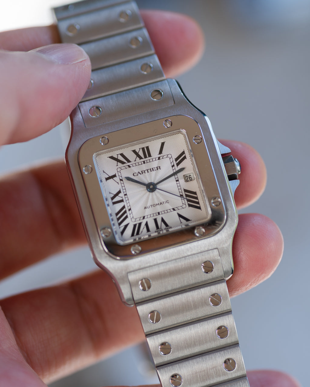 Cartier Santos Galbee LM ref 2319 in steel, box and papers