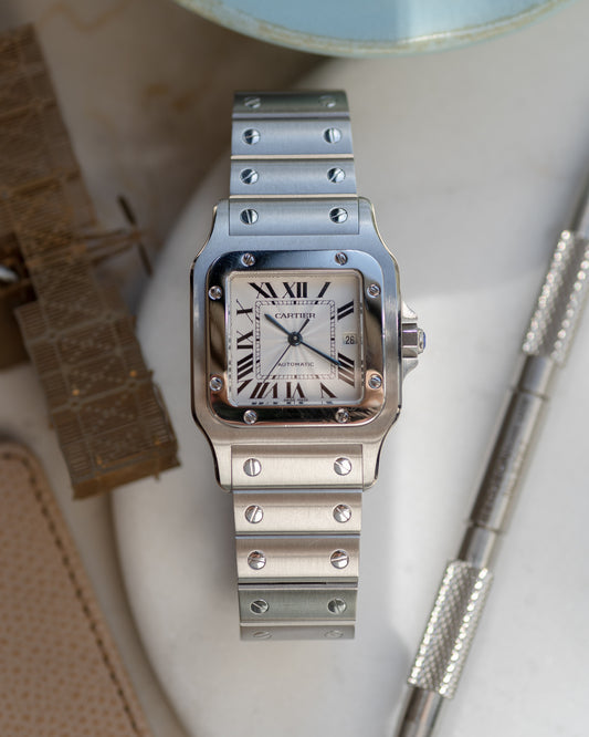 Cartier Santos Galbee LM ref 2319 in steel, box and papers