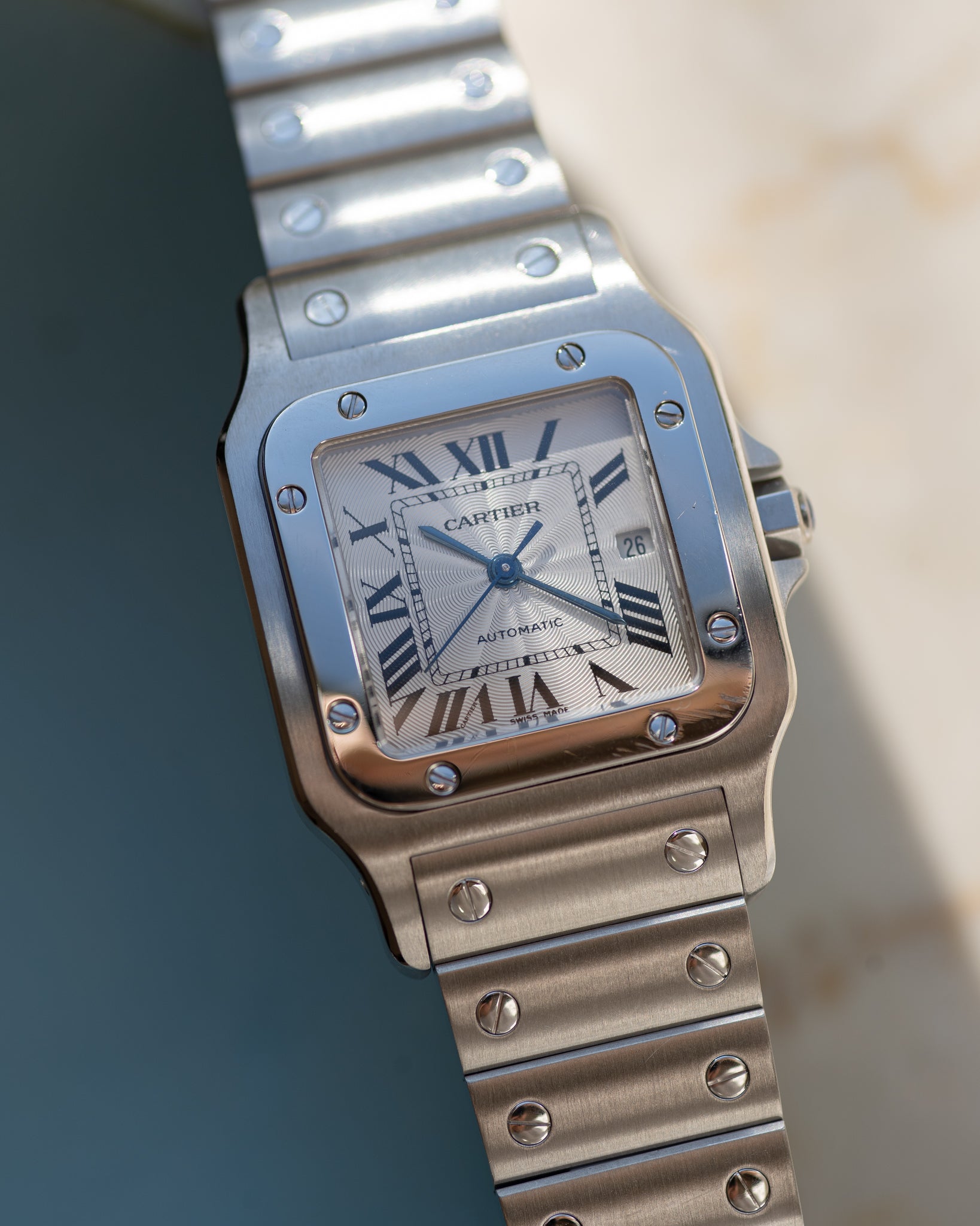 Cartier Santos Galbee LM ref 2319 in steel, box and papers
