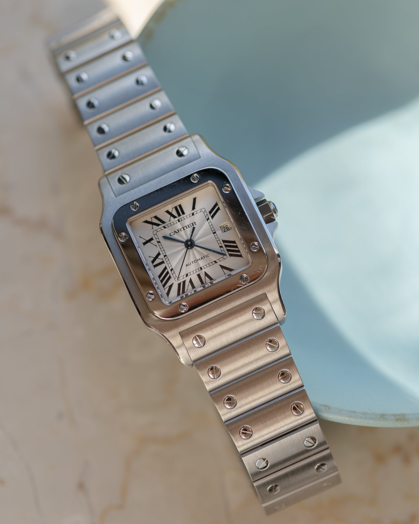 Cartier Santos Galbee LM ref 2319 in steel, box and papers
