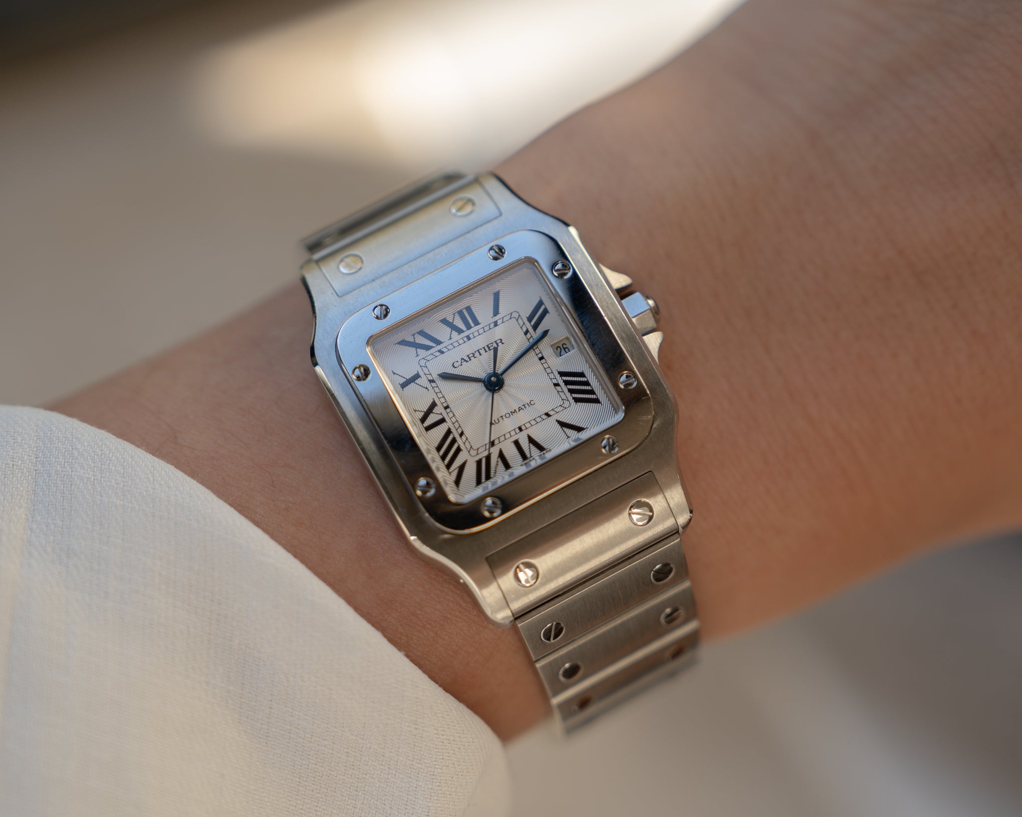 Cartier Santos Galbee LM ref 2319 in steel, box and papers