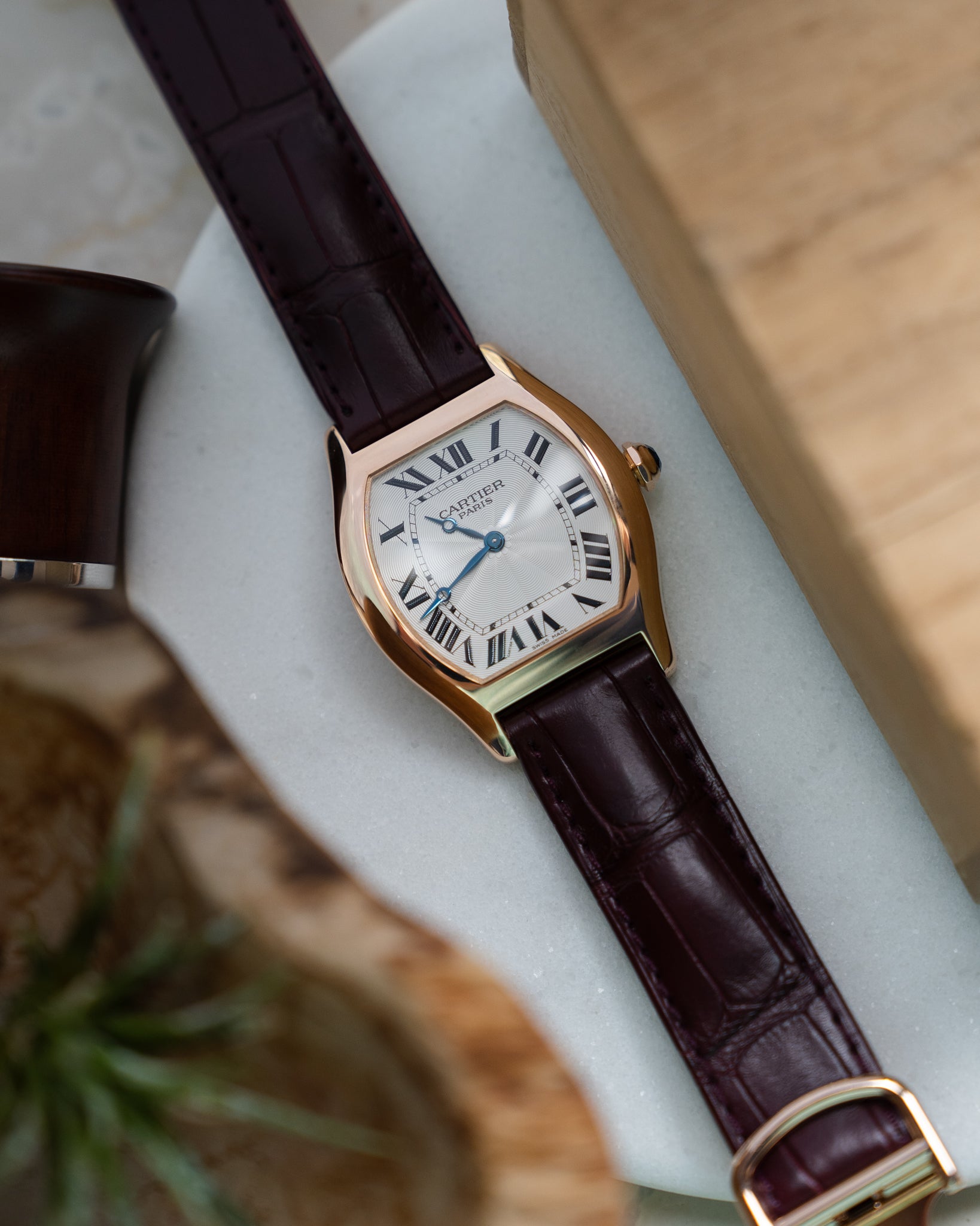 Cartier Tortue LM 2498E Rose Gold CPCP "Collection Prive" box & papers