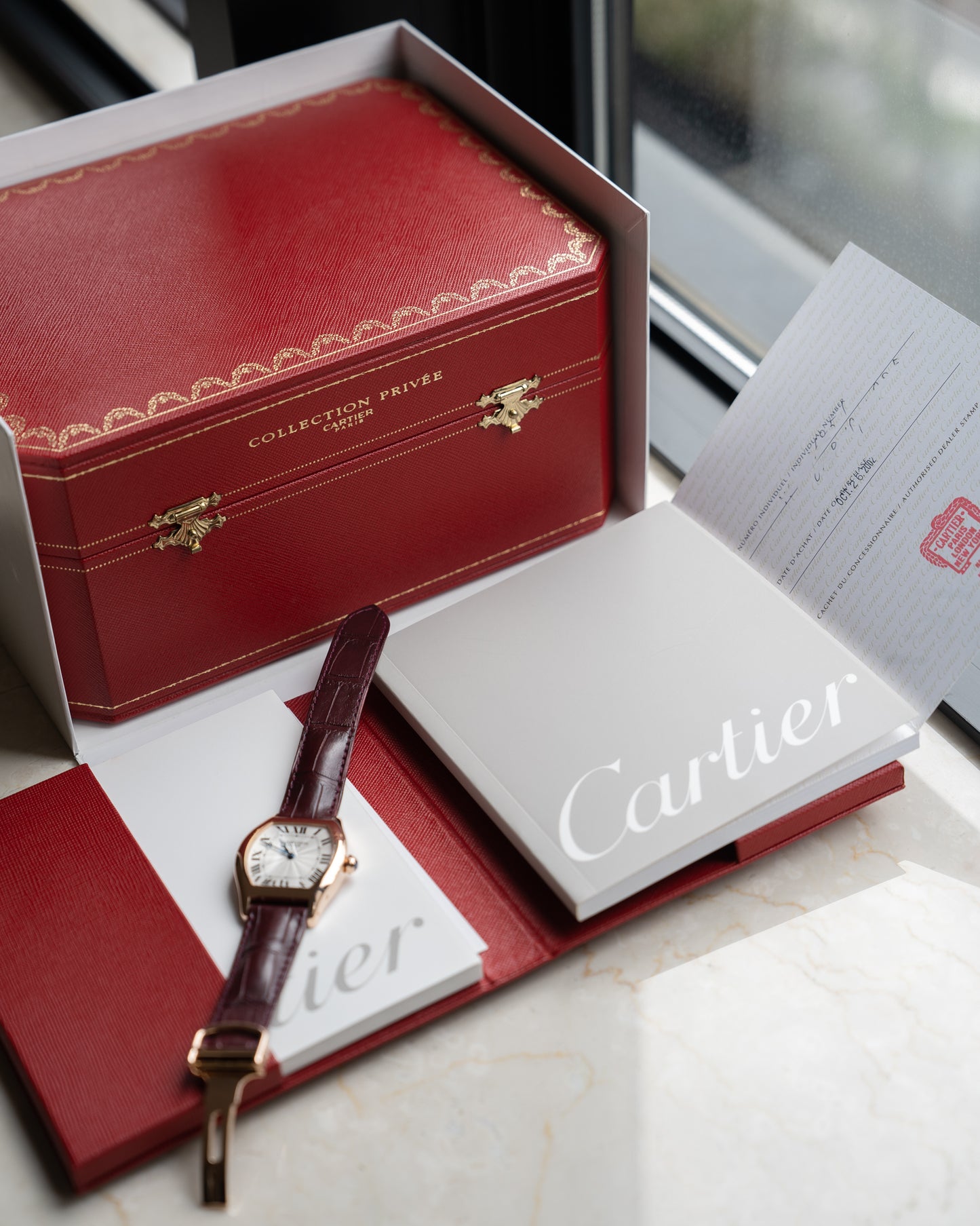 Cartier Tortue LM 2498E Rose Gold CPCP "Collection Prive" box & papers